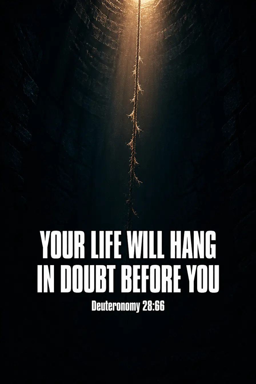 Deuteronomy 28:66 — Your Life Will Hang in Doubt Before You Bible verse inspiration