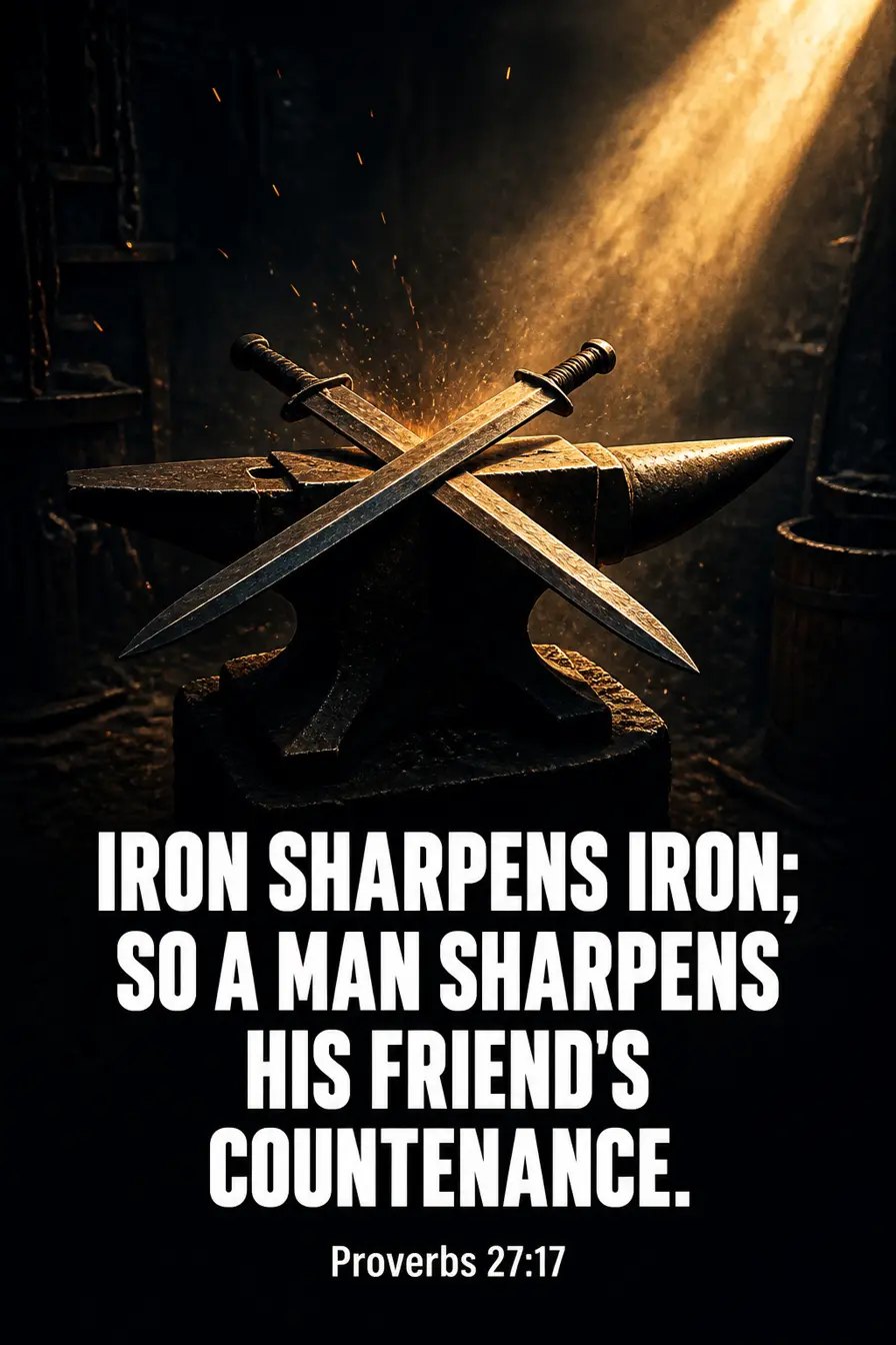 Proverbs 27:17 — Iron on Iron Makes Sparks Bible verse inspiration
