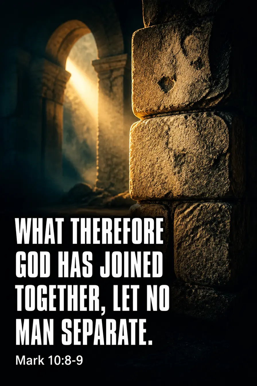 Mark 10:8-9 — What God Has Joined Together Said Mid-Argument Bible verse inspiration