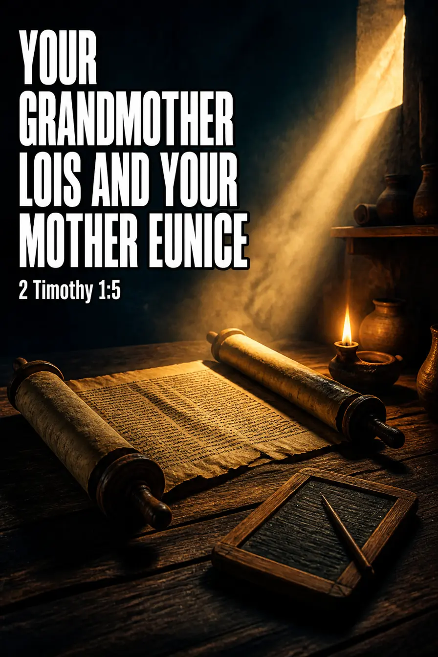 2 Timothy 1:5 Bible verse card: “your grandmother Lois and your mother Eunice”