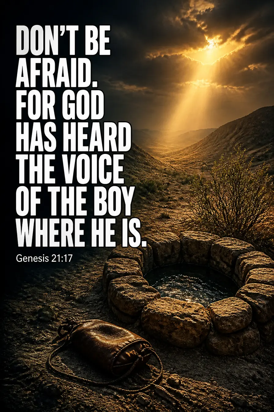 Genesis 21:17 Bible verse card: “Don’t be afraid. For God has heard the”
