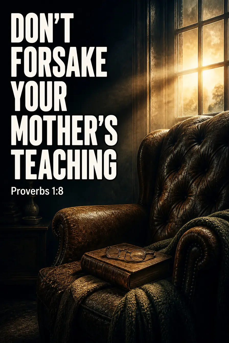 Proverbs 1:8 Bible verse card: “don’t forsake your mother’s teaching”