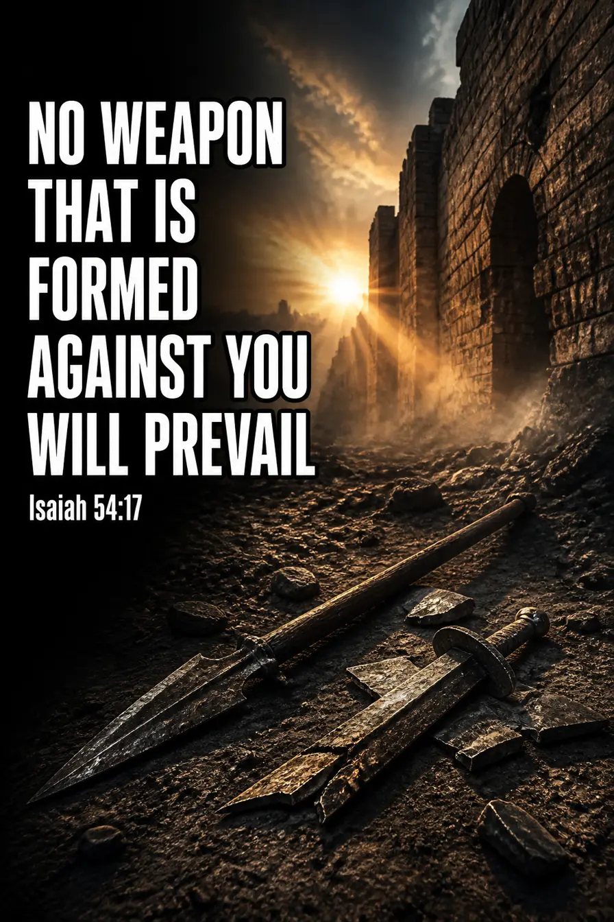Isaiah 54:17 Bible verse card: “No weapon that is formed against you will prevail”