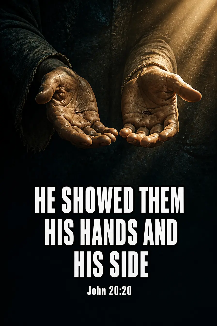 John 20:20 — He Showed Them His Hands and His Side Bible verse inspiration