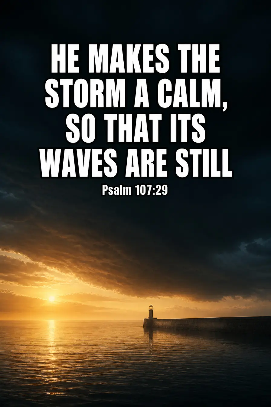 Psalm 107:28-30 — He Makes the Storm a Calm Bible verse inspiration