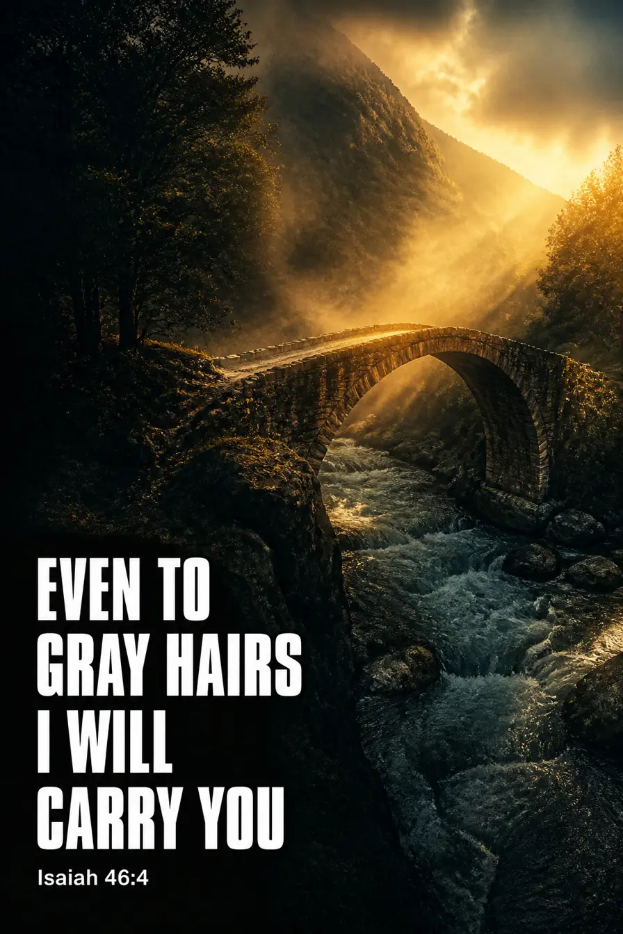 Isaiah 46:4 Bible verse card: “even to gray hairs I will”