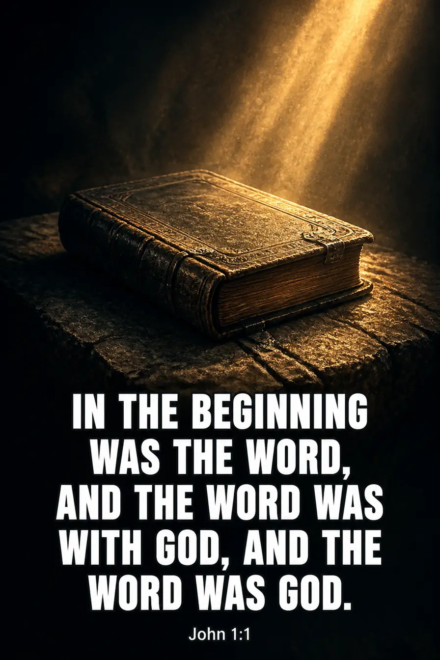 John 1:1 Bible verse card: “was the Word, and the Word was with God, and the Word was God.”