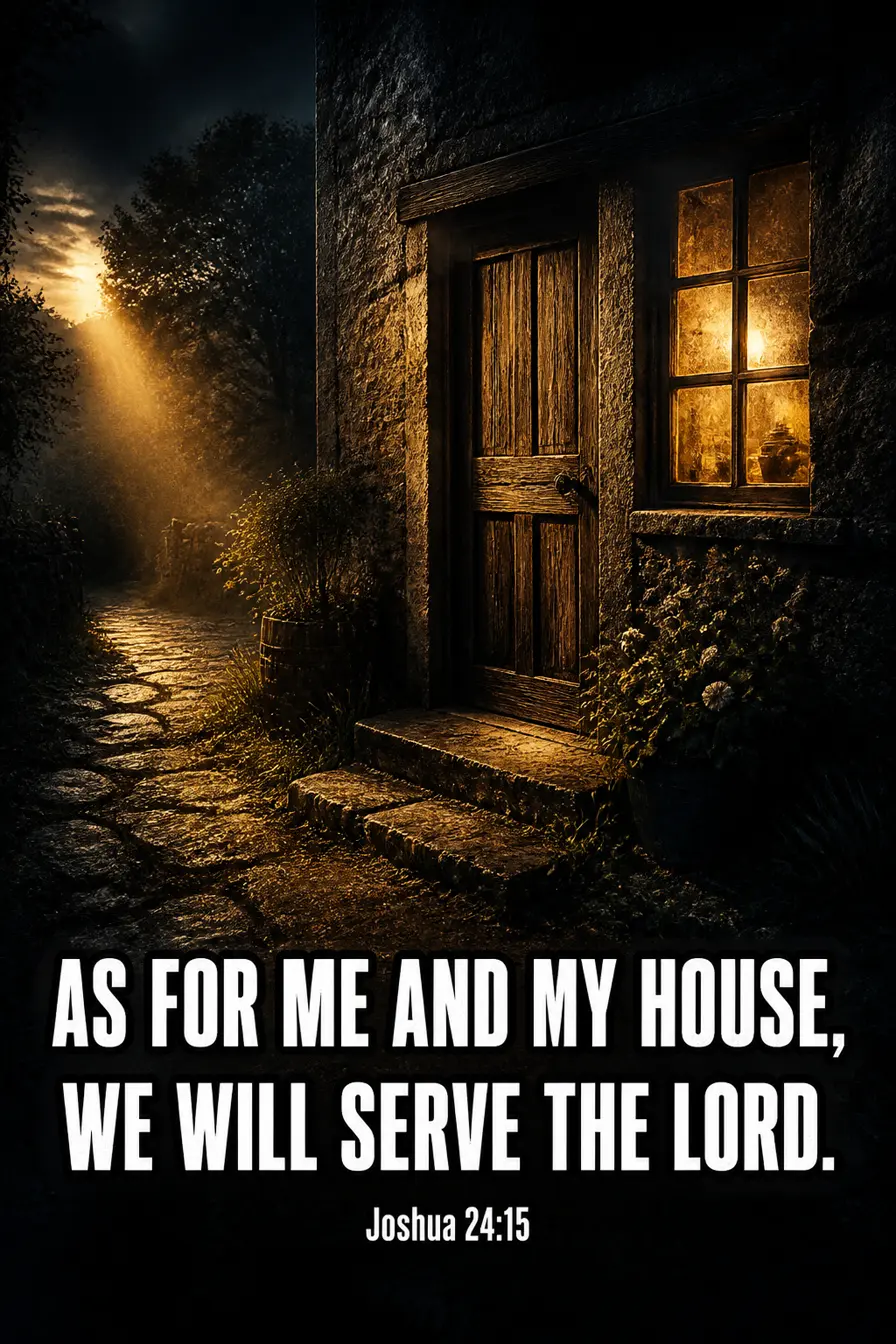 Joshua 24:15 Bible verse card: “as for me and my house, we will serve the LORD.”