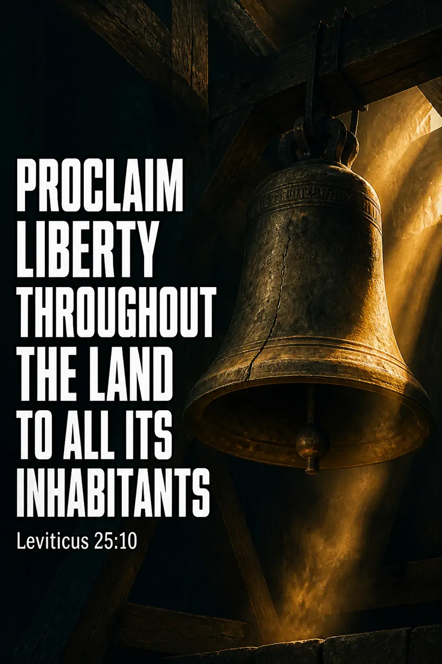Leviticus 25:10 Bible verse card: “You shall make the fiftieth year holy, and proclaim liberty throughout the land to all its inhabitants. It shall be a jubilee to you; and each of you shall…”