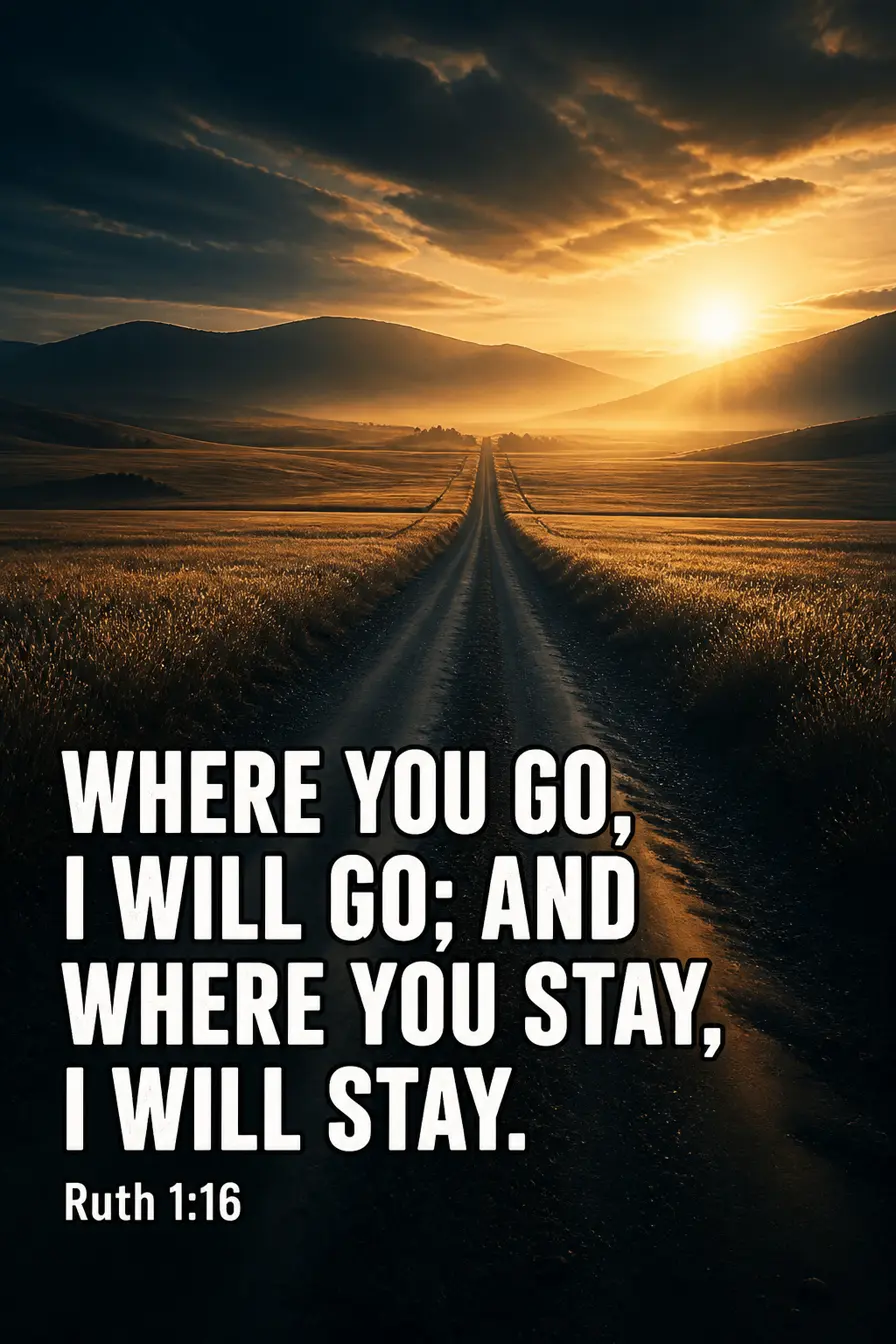 Ruth 1:16 Bible verse card: “where you go, I will go; and where you stay, I will stay.”
