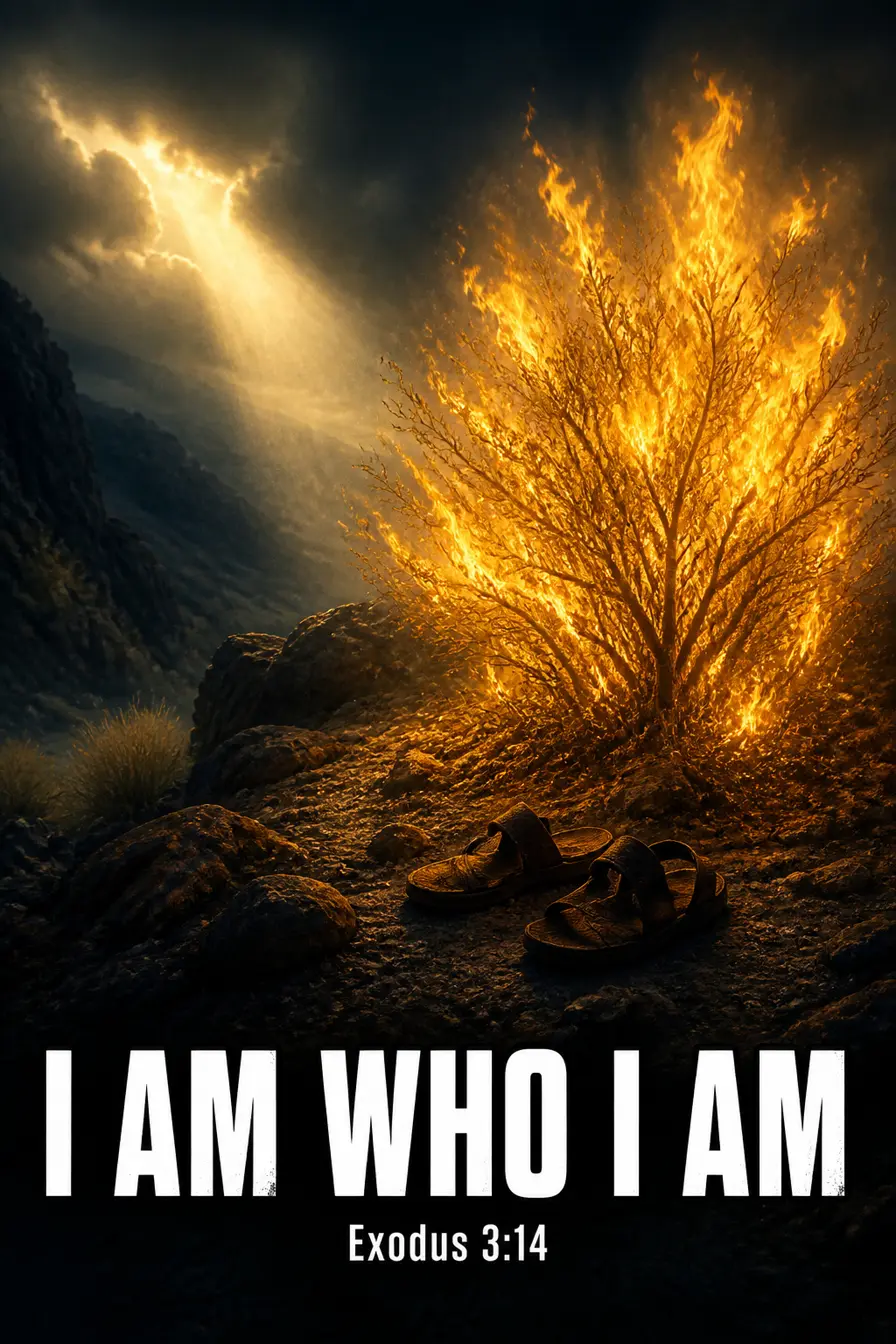 Exodus 3:14 Bible verse card: “AM WHO I AM”