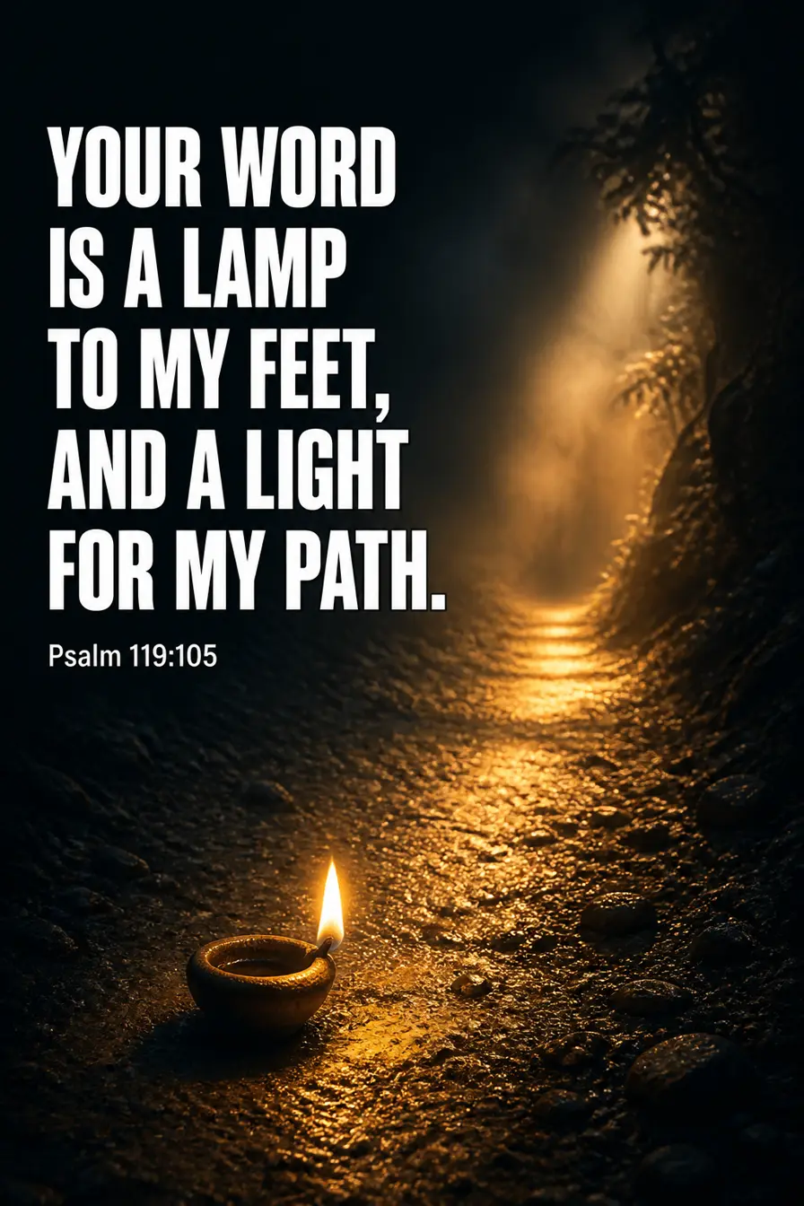 Psalm 119:105 — A Lamp Lights One Step Bible verse inspiration