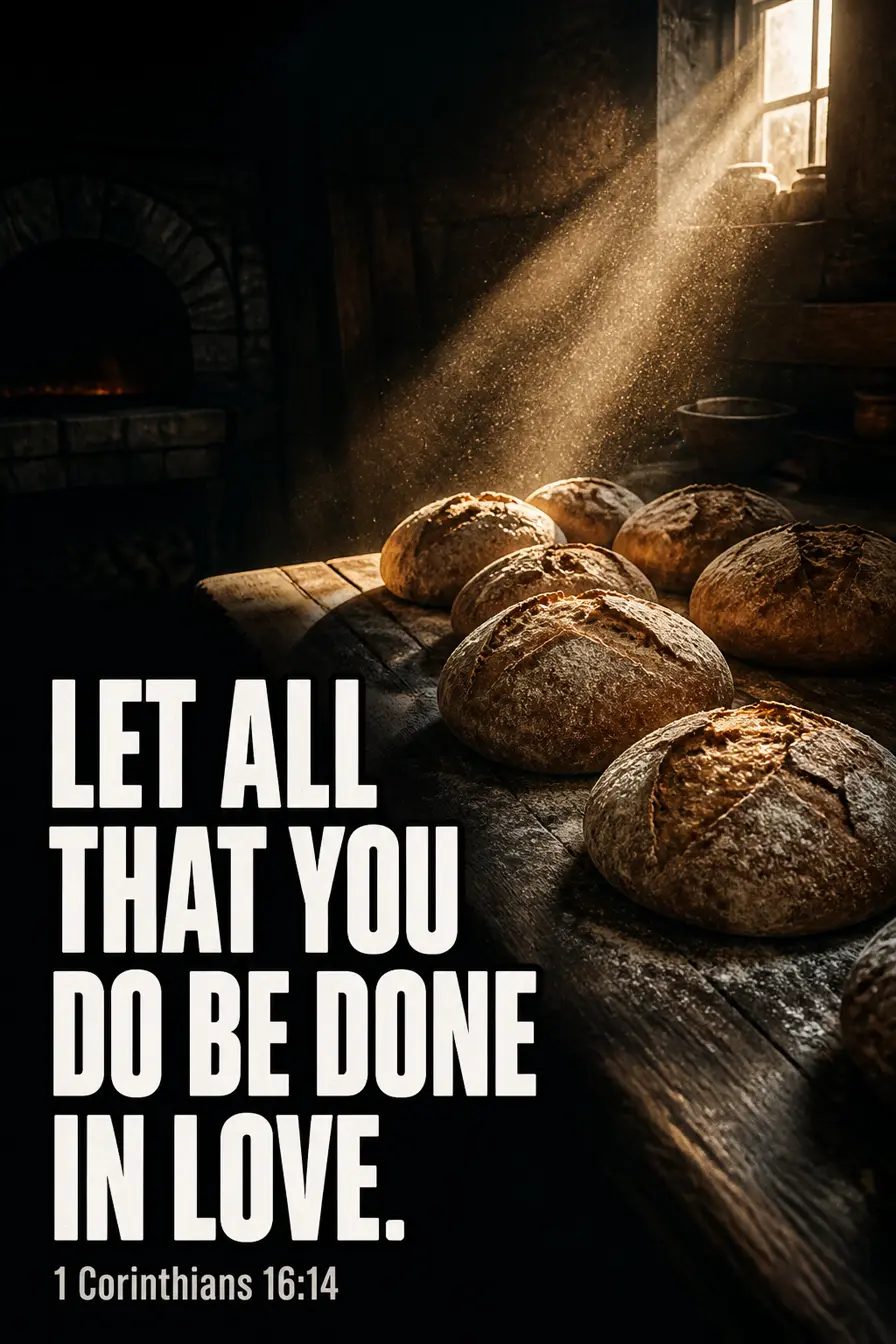 1 Corinthians 16:14 Bible verse card: “that you do be done in love.”