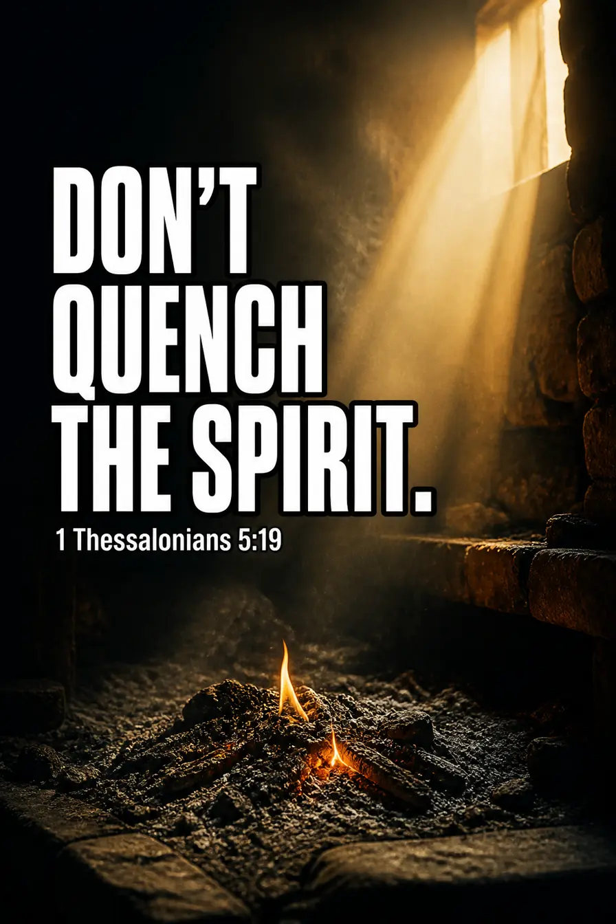 1 Thessalonians 5:19 Bible verse card: “Don’t quench the Spirit.”