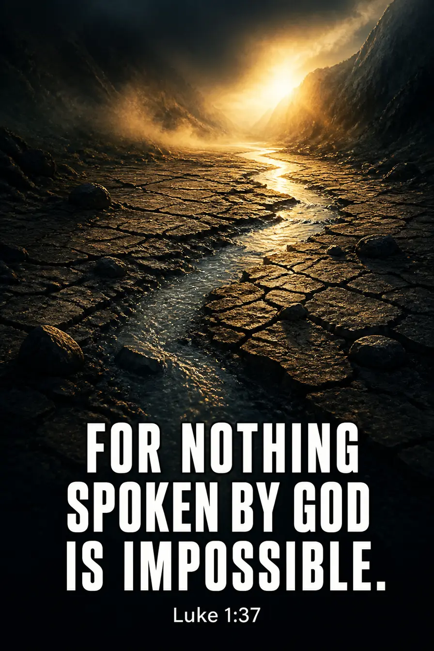 Luke 1:37 Bible verse card: “For nothing spoken by God is impossible.”