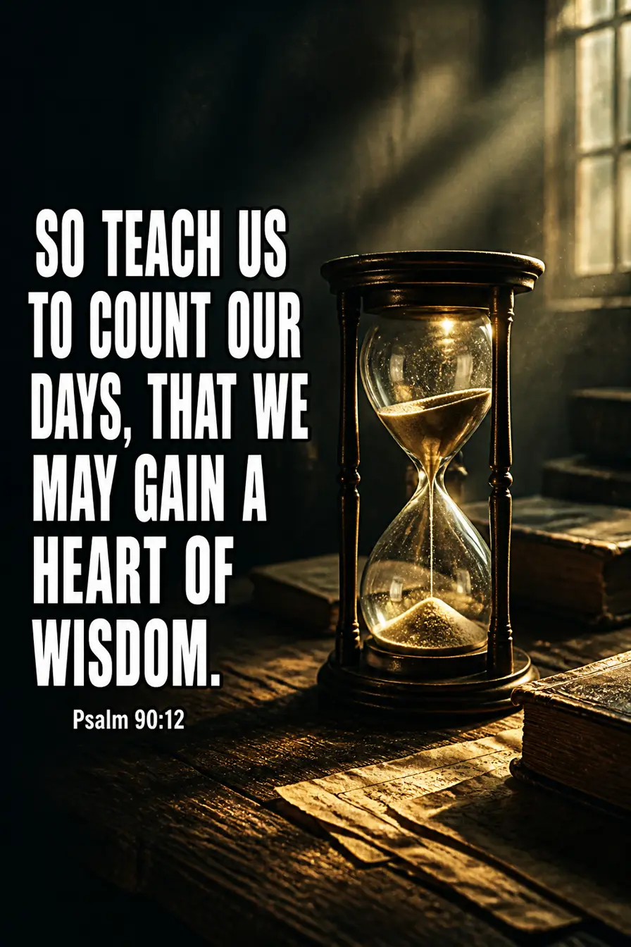 Psalm 90:12 Bible verse card: “count our days, that we may gain a heart of”